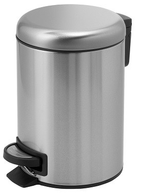 Gedy Potty, круглый контейнер для мусора с педалью (5 л.), крышка soft close, цвет хром зачищенный
