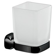 Gedy Stelvio, настенный стеклянный стакан, цвет черный матовый