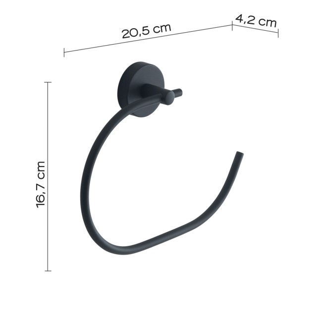 Gedy Eros, полотенцедержатель - полукольцо, цвет черный матовый