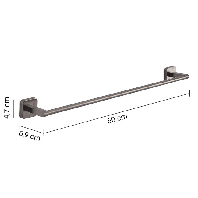 Gedy Tonga, полотенцедержатель, длина 60 см, цвет оружейная сталь