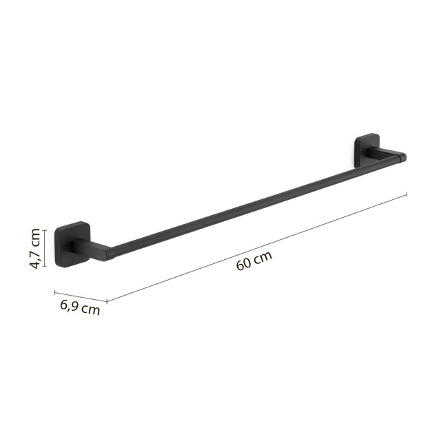 Gedy Tonga, полотенцедержатель, длина 60 см, цвет черный матовый