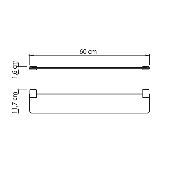 Gedy Kansas, стеклянная полка, длина 60 см, цвет хром