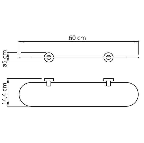 Gedy Eros, стеклянная полка, длина 60 см, цвет хром