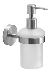 Gedy Project, настенный стеклянный дозатор с металлической помпой, цвет хром зачищенный