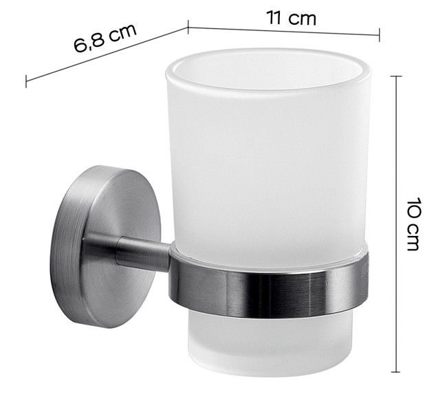 Gedy Project, настенный стеклянный стакан, цвет хром зачищенный