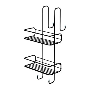 Gedy, решетка прямоугольная 2-х уровневая на душевое стекло с 2-я крючками (24х22хh49), цвет черный матовый