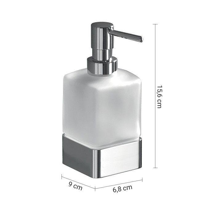 Gedy Lounge, настольный стеклянный дозатор с металлической помпой на металлическом основании, цвет хром