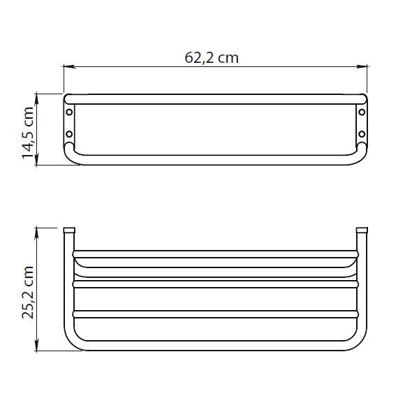 Gedy Canarie, полка для полотенец (62,2х25,2хh14,5), цвет хром